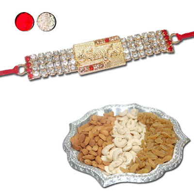 "Rakhi - SR-9410 A (Single Rakhi), Dryfruit Thali - code RD500 - Click here to View more details about this Product